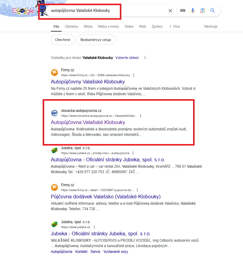 Autopujcovna Valasske Klobouky